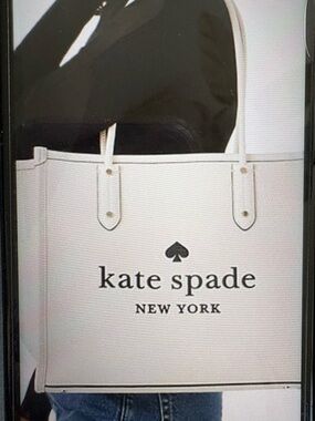 ♠️♠️KATE SPADE NEW YORK IVORY ELLA EMBOSSED LOGO PEBBLED LEATHER BAG!